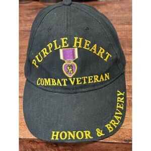 Embroidered Baseball Cap Military Purple Heart Combat Wounded 1 size fit all